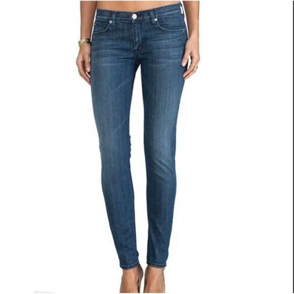 Hudson Jeans Krista Super Skinny‎ 28 DISH Medium Blue Distressed Stretch Classic